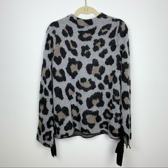 Solar Gray Leopard Print Wool Long Sweater - Picture 6 of 12